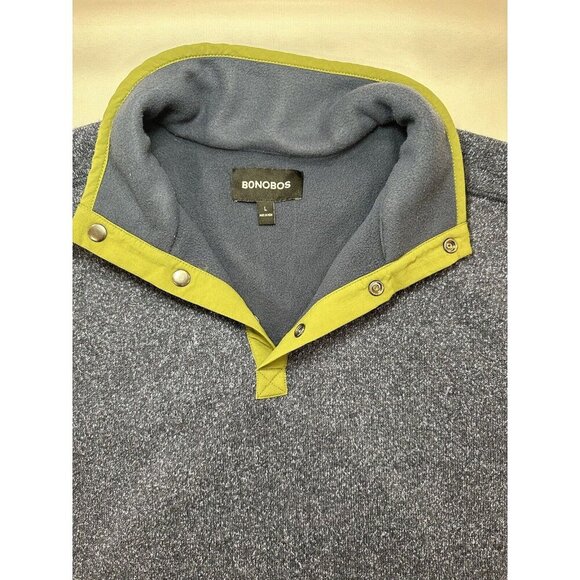Bonobos Sweater Men's Large Slim Fit Navy Blue/Green Lining 1/4 SnapsLong Sleeve - Picture 3 of 6